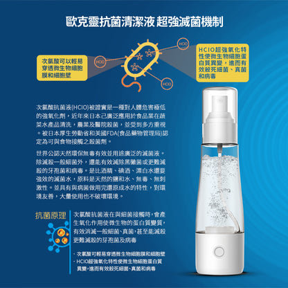 [50ml隨身噴瓶]歐克靈次氯酸抗菌清潔液製造機