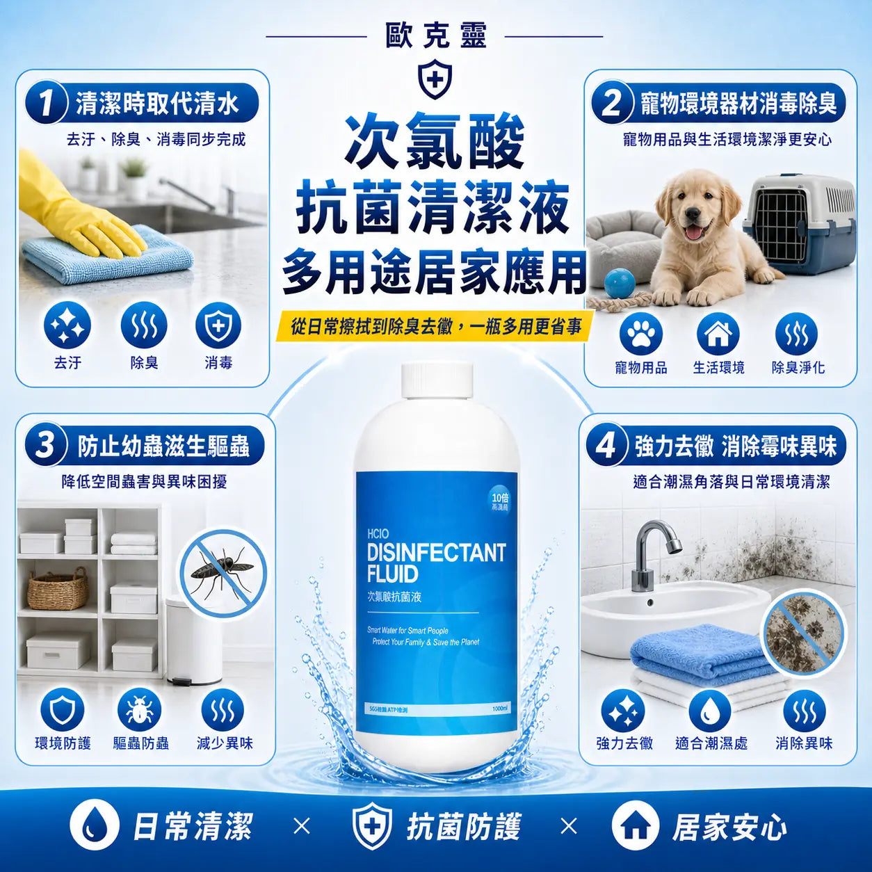 歐克靈次氯酸抗菌清潔液10倍濃縮