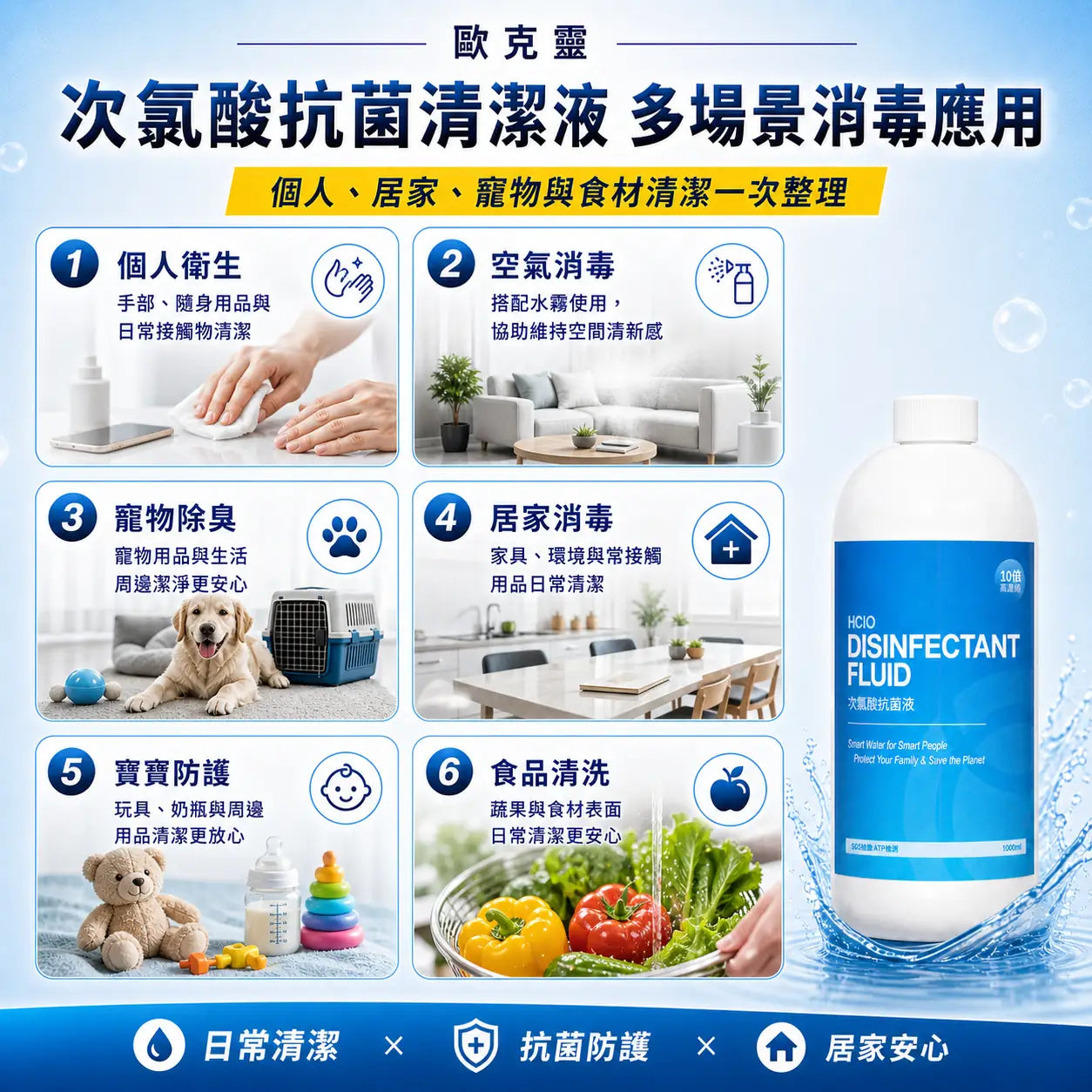 歐克靈次氯酸抗菌清潔液10倍濃縮