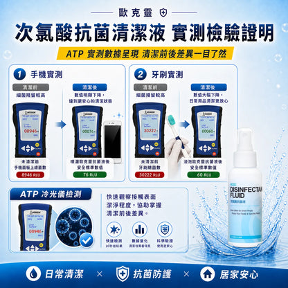 歐克靈次氯酸抗菌清潔液150ml噴瓶